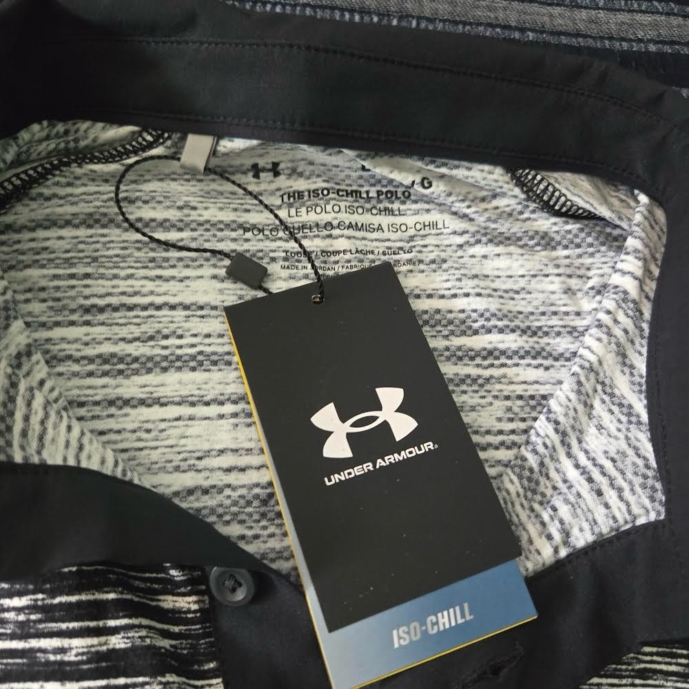 Under Armour Iso Chill Twist Polo Men Large Black and White Collar NWT 082024 - Picture 3 of 7